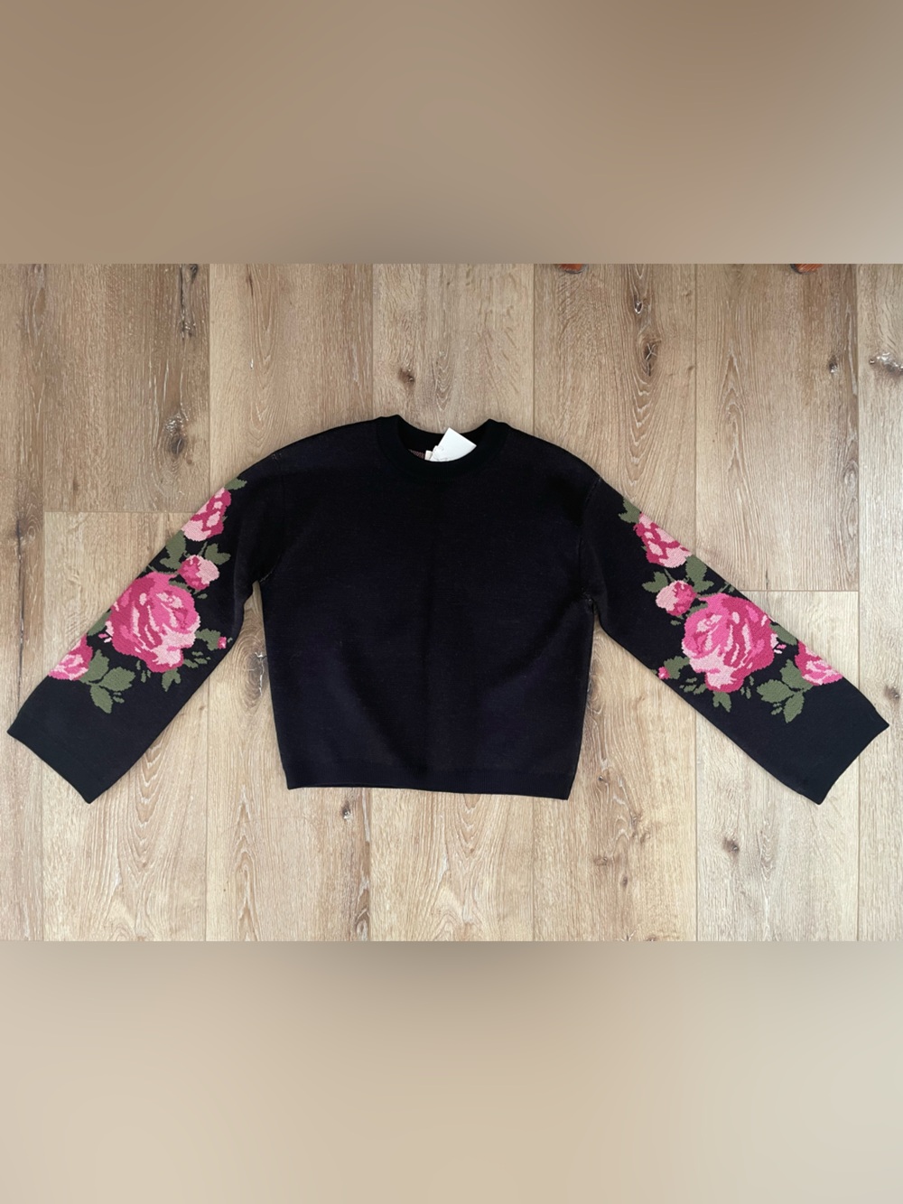 Sezane isaura jumper rose sleeve marino wool cotton size small NWT
